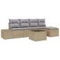 Preview: 6-teiliges Garten-Sofa-Set mit Kissen Beige und hellgrau Poly-Rattan
