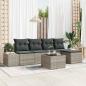 Preview: ARDEBO.de - 6-teiliges Garten-Sofa-Set mit Kissen Hellgrau Poly-Rattan