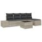 Preview: 6-teiliges Garten-Sofa-Set mit Kissen Hellgrau Poly-Rattan