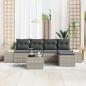 Preview: 6-teiliges Garten-Sofa-Set mit Kissen Hellgrau Poly-Rattan