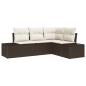 Preview: 4-teiliges Garten Sofa Set mit Kissen Braunes Poly Rattan