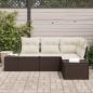 Preview: 4-teiliges Garten Sofa Set mit Kissen Braunes Poly Rattan