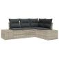 Preview: 4-teiliges Garten Sofa Set mit Kissen Hellgrau Poly-Rattan