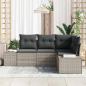Preview: 4-teiliges Garten Sofa Set mit Kissen Hellgrau Poly-Rattan