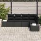 Preview: ARDEBO.de - 5-teiliges Garten Sofa Set mit Kissen Schwarz Poly Rattan