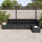 Preview: 6-teiliges Garten Sofa Set mit Kissen Schwarz Poly Rattan