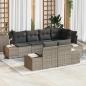 Preview: ARDEBO.de - 7-teiliges Garten Sofa Set mit Kissen Grau Poly Rattan
