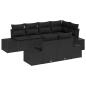 Preview: ARDEBO.de - 7-teiliges Garten-Sofa-Set mit Kissen Schwarz Poly Rattan