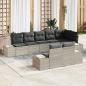 Preview: ARDEBO.de - 8-teiliges Garten-Sofa-Set mit Kissen Hellgrau Poly-Rattan
