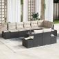 Preview: ARDEBO.de - Gartensofa-set 9 stk. Schwarz und Creme Poly Rattan