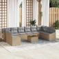 Preview: ARDEBO.de - 11-teiliges Garten-Sofaset mit Kissen Beige Poly Rattan Akazie