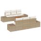 Preview: 7-teiliges Garten Sofa Set mit Kissen Beige Poly Rattan Akazie