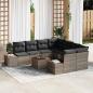 Preview: ARDEBO.de - 9-teiliges Garten Sofa Set mit Kissen Grau Poly Rattan Akazie