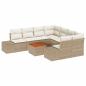 Preview: 9-teiliges Garten-Sofa-Set mit Kissen Beige Poly-Rattan Akazie