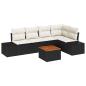 Preview: 6-teiliges Garten Sofa Set mit Kissen Schwarz Poly Rattan Akazie