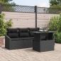 Preview: ARDEBO.de - 5-teilige Garten Sofa Set mit Kissen Schwarz Poly Rattan