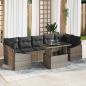 Preview: ARDEBO.de - 8-teiliges Garten-Sofa-Set mit Kissen Grau Poly-Rattan