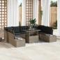 Preview: ARDEBO.de - 10-teiliges Garten-Sofa-Set mit Kissen Grau Poly Rattan