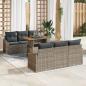 Preview: ARDEBO.de - 7-teiliges Garten Sofa Set mit Kissen Grau Poly Rattan