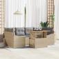Preview: ARDEBO.de - 7-teiliges Garten-Sofa-Set mit Kissen Beige Poly Rattan