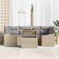 Preview: 7-teiliges Garten-Sofa-Set mit Kissen Beige Poly Rattan
