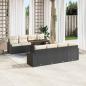 Preview: ARDEBO.de - 7-teiliges Garten Sofa Set mit Kissen Schwarz Poly-Rattan