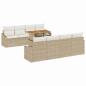 Preview: 7-teiliges Garten-Sofa-Set mit Kissen Beige Poly Rattan