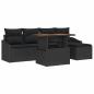 Preview: 6-teiliges Garten Sofa Set mit Kissen Schwarz Poly Rattan