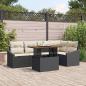 Preview: ARDEBO.de - 6-teiliges Garten Sofa Set mit Kissen Schwarz Poly Rattan