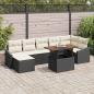 Preview: ARDEBO.de - 8-teiliges Garten Sofa Set mit Kissen Schwarz Poly Rattan