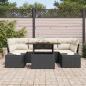 Preview: 7-teiliges Garten-Sofaset mit Kissen Schwarz Poly Rattan