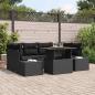 Preview: ARDEBO.de - 7-teiliges Garten Sofa Set mit Kissen Schwarz Poly Rattan