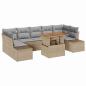 Preview: 8-teiliges Garten Sofa Set mit Kissen Beige Poly Rattan