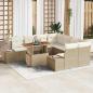 Preview: ARDEBO.de - 9-teiliges Garten-Sofa-Set mit Kissen Beige Poly Rattan