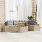 Preview: ARDEBO.de - 6-teiliges Garten Sofaset mit Kissen Beige Poly Rattan