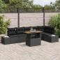 Preview: ARDEBO.de - 7-teiliges Garten-Sofa-Set mit Kissen Schwarz Poly-Rattan