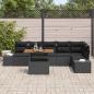 Preview: 7-teiliges Garten-Sofa-Set mit Kissen Schwarz Poly-Rattan