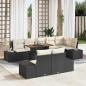 Preview: ARDEBO.de - 9-teiliges Garten Sofa Set mit Kissen Schwarz Poly Rattan