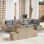 Preview: ARDEBO.de - 9-teiliges Garten-Sofa-Set mit Kissen Beige Poly-Rattan