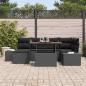 Preview: 7-teiliges Garten-Sofa-Set mit Kissen Schwarz Poly Rattan