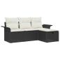 Preview: 4-teiliges Garten Sofa Set mit Kissen Schwarz Poly Rattan