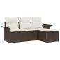 Preview: 4-teilige Garten Sofa Set mit Kissen Braun Poly Rattan