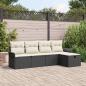 Preview: ARDEBO.de - 5-teiliges Garten-Sofa-Set mit Kissen Schwarz Poly Rattan
