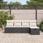 Preview: 5-teiliges Garten-Sofa-Set mit Kissen Schwarz Poly Rattan