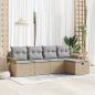 Preview: ARDEBO.de - 5-teiliges Garten-Sofa-Set mit Kissen Beige Poly-Rattan