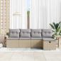Preview: 5-teiliges Garten-Sofa-Set mit Kissen Beige Poly-Rattan