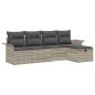 Preview: 5-teiliges Garten Sofa Set mit Kissen Hellgrau Poly Rattan