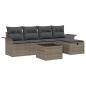 Preview: 6-Teiliges Garten-Sofa-Set mit Kissen Grau Poly Rattan