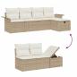 Preview: 6-teiliges Garten-Sofa-Set mit beigen Kissen aus Poly Rattan