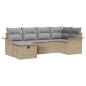 Preview: 6-teiliges Garten-Sofa-Set mit Kissen Beiges Poly-Rattan